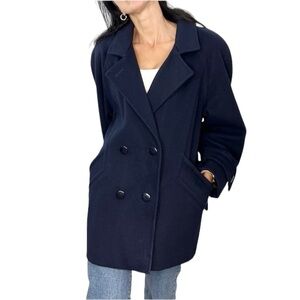 Vintage Marks & Spencer 100% wool blue 3/4 length car coat